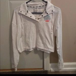 Pink Victoria’s Secret Women’s Sand Waves & Sun Rays Quarter Snap Cropped Tee